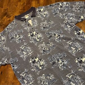 Disney Vintage 90s Mickey Goofy Polo Blue Golf Retro Shirt Size XL / 2XL